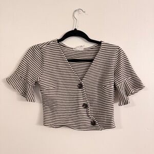 Sadie & Sage Black and White Striped Crop Top